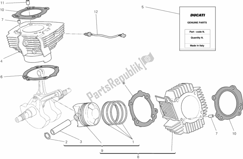 Tutte le parti per il Cilindro - Pistone del Ducati Monster 795 EU Thailand 2015